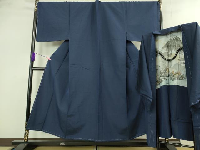 平和屋着物■極上 男性 紬 アンサンブル キングサイズ 長羽織 色無地 濃い褐色 逸品 未使用 DZAB1875kh6