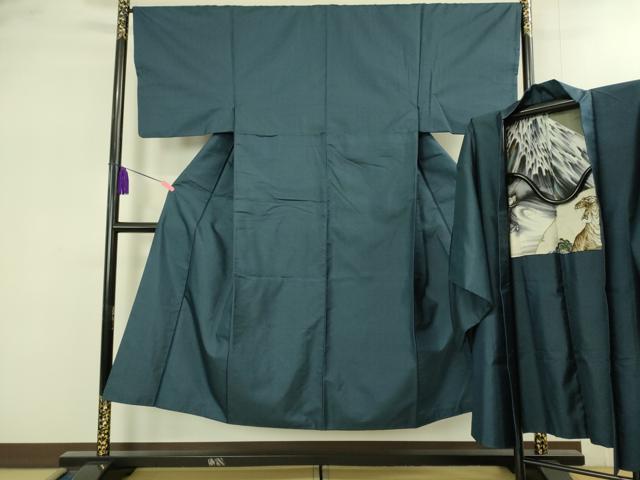 平和屋着物●極上　男性　お召　アンサンブル　亀甲柄　羽裏・龍　虎　逸品　DZAB1876kh6