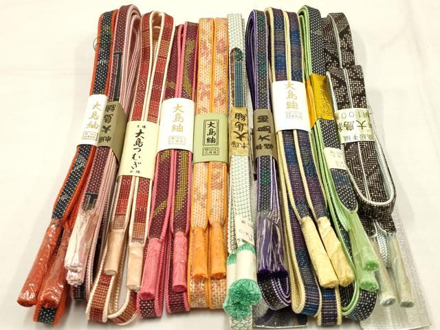 ★本場泥染大島紬＆紬なごや帯・帯揚げ・帯〆セット（正絹）未使用＜TT1049＞★ 泥染本場大島紬＆紬袋帯・帯揚げ・帯〆4点セット（正絹）仕立