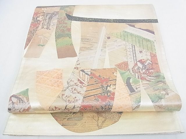 平和屋着物■六通太鼓柄袋帯 源氏物語 几帳花文 金彩 逸品 DAAC1370wb