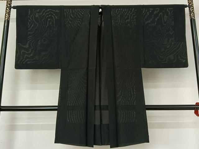 平和屋着物▽男性　羽織　黒紋付　スリーシーズン　春夏秋　塵除け　暗黒色　正絹　逸品　AABG0216jh