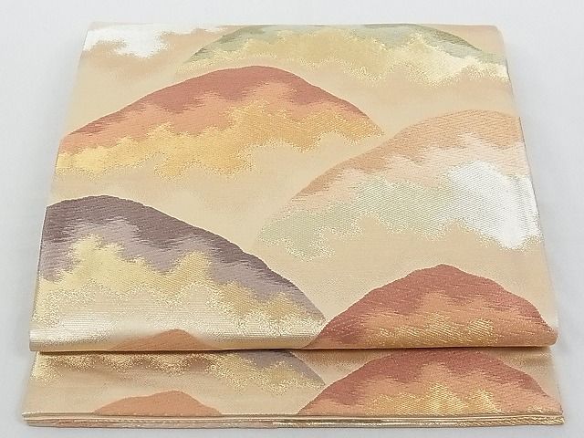 平和屋着物◎六通柄袋帯　唐織　重山文　金銀糸　正絹　逸品　AAAG5482Ast