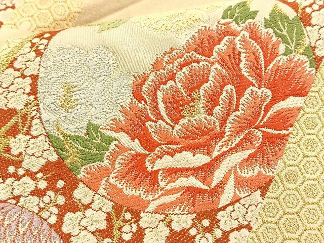 平和屋着物◎六通柄袋帯　唐織　花丸文　金糸　正絹　逸品　BAAS5567du