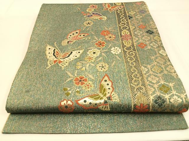 Other - 平和屋着物◎佐賀錦　六通柄袋帯　唐織　花鳥文　金糸　正絹　逸品　BAAW0501hj