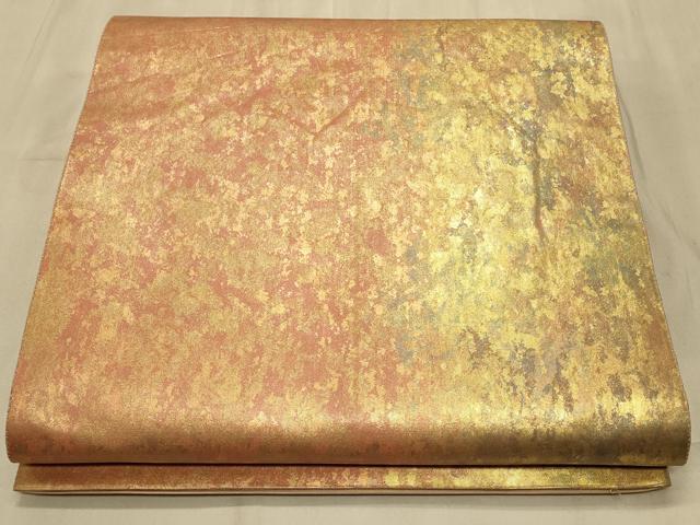 平和屋着物◎六通柄袋帯　霞文　陶漆箔　正絹　逸品　CAAT4884ft