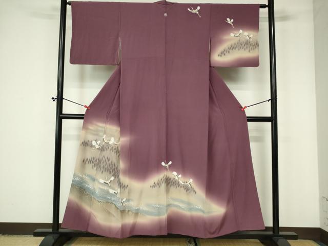 平和屋着物■訪問着 風景飛鶴文 暈し染め 金彩 正絹 逸品 DAAM0245sf