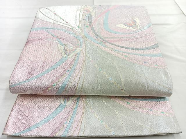平和屋着物◎佐賀錦　六通柄袋帯　舞蝶文　金銀糸　正絹　逸品　BAAO0776cm
