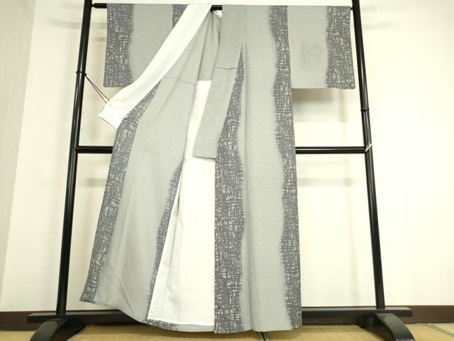 平和屋着物▽上質な小紋　単衣　幾何学間道　正絹　逸品　DAAT9350az