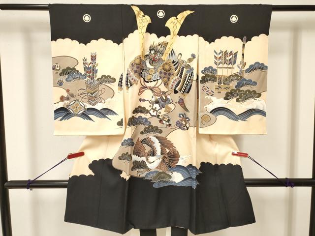 平和屋着物[]お宮参り　男の子　祝着　産着　初着　のしめ　龍　兜　鷹　鷲　松文...