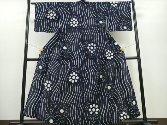 平和屋着物∴夏物　浴衣　有松鳴海絞り　流水舞菊文　綿　逸品　CAAY4777ng