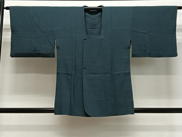 Full-Length Under-Kimono - 平和屋着物＃道行コート　単衣　御召縮緬　高麗納戸色　正絹　逸品　CABE5028ua