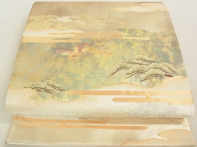 平和屋着物◎六通柄袋帯　みかげ錦　山河鳳凰文　金銀糸　逸品　DAAF0648ya