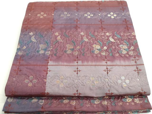 平和屋着物◎全通柄袋帯　しじら織　更紗花文　金糸　正絹　逸品　DAAX7672qa