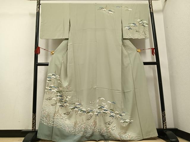 平和屋着物●訪問着　友禅　松竹梅　立波舟文　暈し染め　金彩　ますいわ屋扱い　正絹　逸品　AABG4857ph