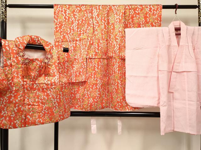 Rakuten - 平和屋着物[]七五三　女の子　3歳　祝着　三つ身　長襦袢(無双仕立て)・被布セット　草花文　逸品　DABC5172ma