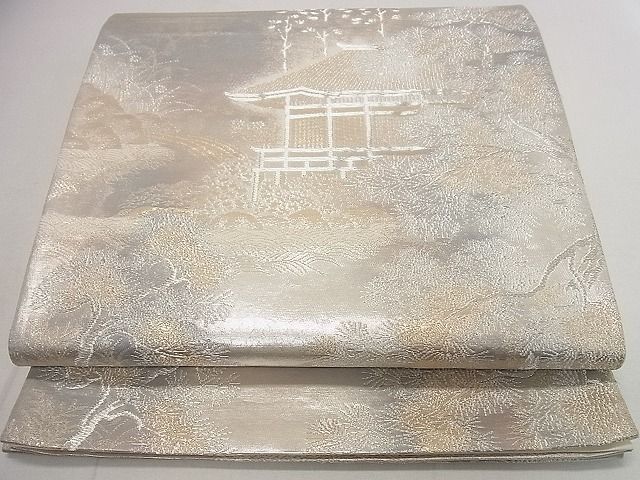 平和屋着物◎六通柄袋帯　京洛錦　二重引箔　風景樹林文　逸品　DAAD7220ud