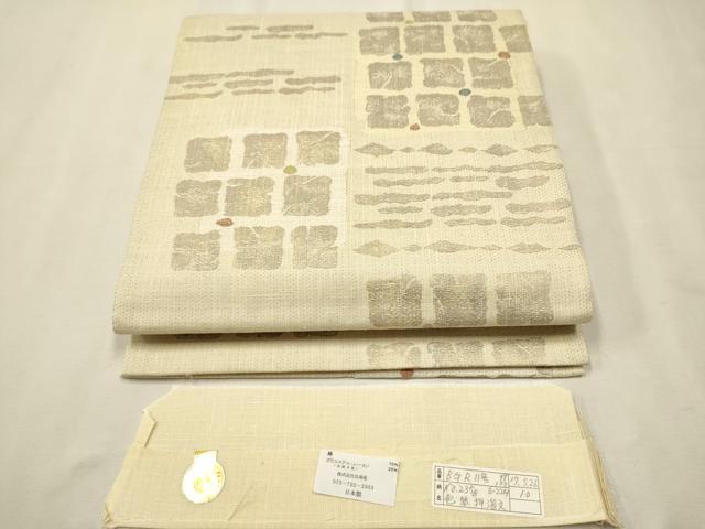 平和屋着物●西陣　六通柄袋帯　色紙押箔文　金糸　証紙付き　CAAT1045hy