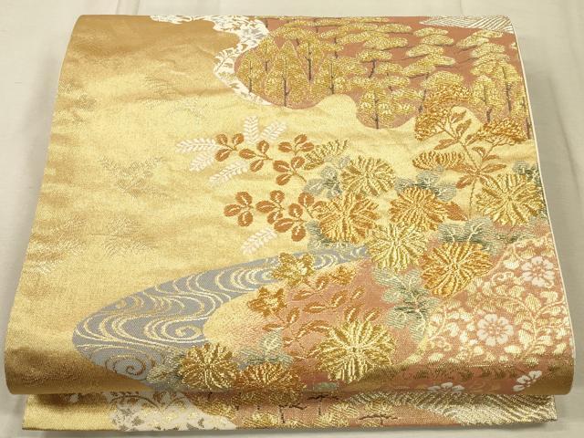 平和屋着物◎六通柄袋帯　道長花文　本うるし箔　正絹　逸品　CAAT5093ft