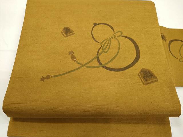 平和屋着物●九寸名古屋帯　紬地　瓢箪　将棋　正絹　逸品　CAAX9537yk