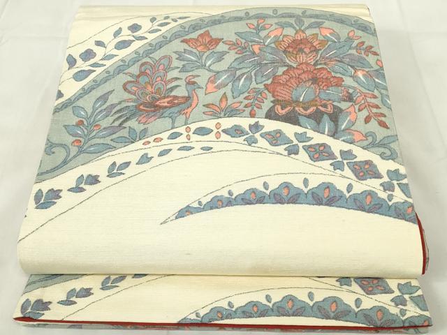 ■■■　サイズ　■■■ 長さ 422cm 幅 30.5cm程 ■■■　商品詳細　■■■ 【正絹】 詳細に関しましては、画像をご確認ください。 大変上質な逸品になります。 お安く出品致しますので、是非この機会にいかがでしょうか？ ■■■　注意事項　■■■ ■モニター発色の具合により色合いが異なる場合がございます。 ■寸法は多少の誤差が生じる場合がございますのでご了承ください。 ■縫込みの長さが左右非対称の場合は短い部分を記載しております。 左右非対称であってもご返品・お値引き等の保証は出来かねますので、ご了承の上ご購入をお願い致します。 ■シミ等のチェックには注意を払っておりますが、見落としがある場合もございますし、個人の見解も様々ですので神経質な方のご購入はお控えください。 ■箪笥に入っておりました着物や帯なので畳みシワや匂いがあるものもございます。 ■お休みは基本的に土日祝となりますが、その他臨時でお休みする場合がございますのでご了承ください。 ■商品の発送は平日のみの発送となります。 ■夜間と土曜、日曜日はお問い合わせの回答が遅れる場合がございます。 ■当店では、お直し、紋入れ、お手入れ等は承っておりません。 ■生地の状態（ヤケ、経年劣化等）によってはサイズ直しが出来ない場合がございます。 その点もどうかご了承のうえ、ご購入をお願いいたします。 ■弊社で取り扱う商品は一点ものにつき、時期や在庫状況に応じて金額が変更となる場合がございます。 ■検針は行っておりません。予めご了承いただきますようお願いいたします。 ■【洗える着物】と記載のある商品におきましては、商品お届け後に洗濯を行ってしまってからのご返品にはご対応しかねます。 念の為、専門店でのお手入れをお願いいたします。 ■着物のサイズ目安は下記を参考ください↓ ＜女性着物＞　お端折り次第で＋5cm　−1cmが着用可能サイズ 　例）身丈170cmの場合、身長160cm〜175cm ＜男性着物＞　身丈＋約25cm〜27cm程が適応身長 　例）身丈155cmの場合、身長180〜182cm