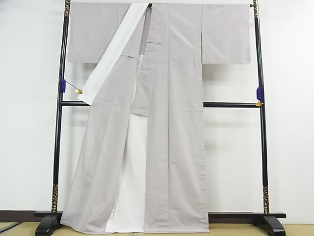 平和屋本店■極上　本塩沢　やまだ織　単衣　白鼠色　原沢キヨ作　証紙付き　逸品　3kh871