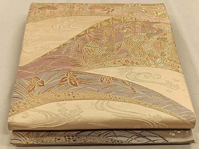 平和屋着物◎六通柄袋帯　花鳥文　金銀糸　正絹　逸品　CAAV7565qv