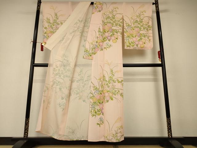 平和屋着物＊夏物 訪問着 絽 草花文 正絹 逸品 AABI7864jd