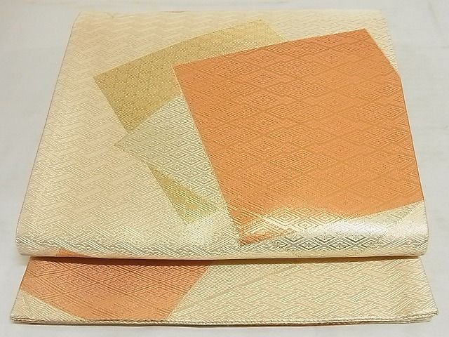 平和屋着物◎本綾佐賀錦　六通柄袋帯　色紙重ね文　金糸　正絹　逸品　未使用　AAAG4164Asx