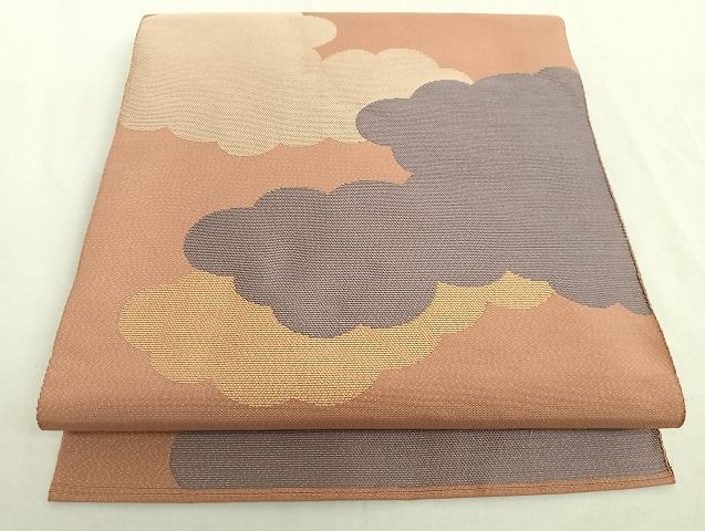 平和屋着物◎全通柄袋帯　雲重ね文　正絹　逸品　AAAE6071Bey