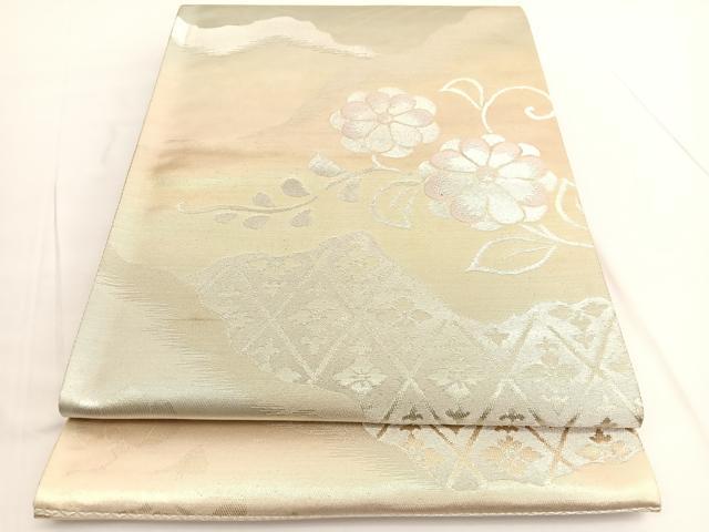 平和屋着物◎西陣　六通柄袋帯　花唐草文　金銀糸　引箔　証紙付き　正絹　逸品　BAAV9861hv