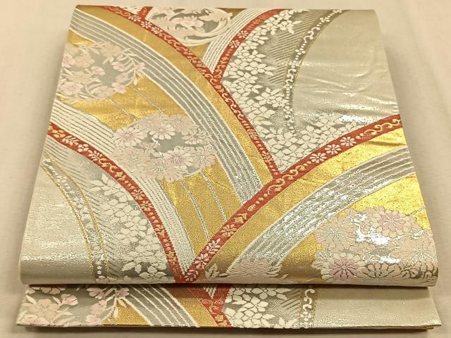 平和屋着物◎六通柄袋帯　唐織　流線花丸文　金銀糸　正絹　逸品　CAAV7574qv