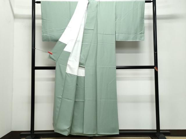 平和屋着物●上質な色無地　菊地紋　青白橡色　正絹　逸品　未使用　CABA6040vf