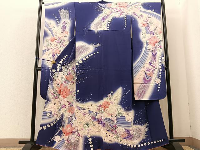 平和屋着物■豪華振袖 孔雀羽花文 暈し染め 正絹 逸品 BAAP0629gt