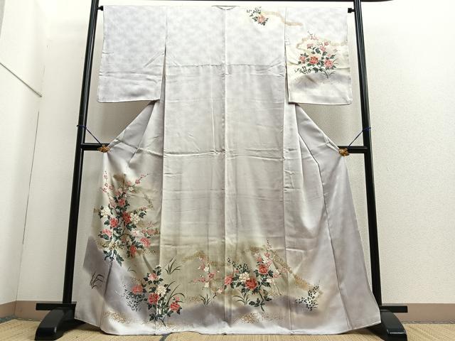 平和屋着物■訪問着 草花文 暈し染め 金彩 正絹 逸品 BAAQ7539ev