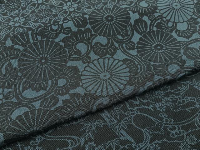 Uramono - 平和屋着物■上質な小紋　藍　型染め　草花文　正絹　逸品　BAAW9845hj
