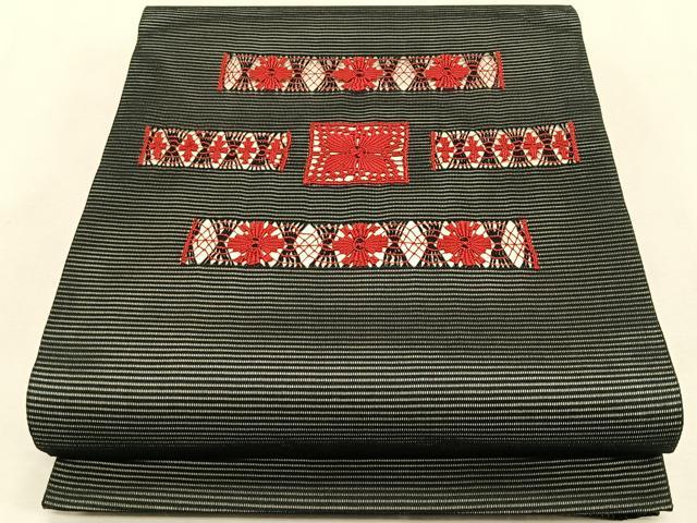 平和屋着物＊夏物　八寸名古屋帯　絽綴れ　横段花文　正絹　逸品　CABK1473fb
