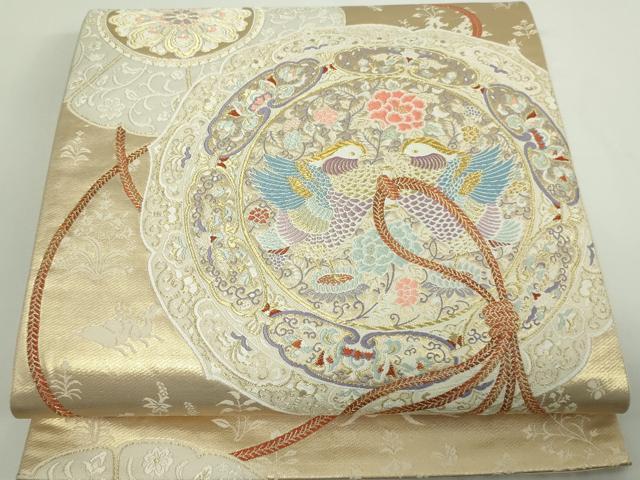 平和屋着物▼六通柄袋帯　唐織　宝鏡の詩　金糸　正絹　逸品　DAAW9314sf