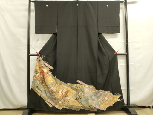 平和屋着物■豪華黒留袖 道長吉祥花車文 松竹梅 金銀彩 正絹 逸品 DAAO4883tw 平和屋着物■豪華黒留袖 道長吉祥花車文 松竹梅 金銀彩 正絹 逸品 DAAO4883tw