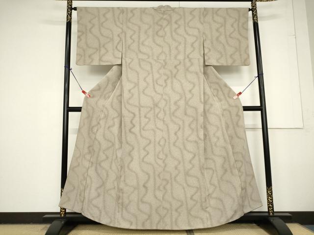 平和屋着物■上質な小紋　よろけ縞　正絹　逸品　AAAW3787ma