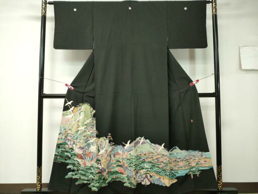 平和屋着物■豪華黒留袖 作家物 飛鶴風景文 正絹 逸品 CAAK8744ev 平和屋着物■豪華黒留袖 作家物 飛鶴風景文 正絹 逸品 CAAK8744ev