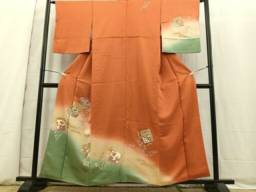 平和屋着物■訪問着 駒刺繍 色紙鴛鴦花文 暈し染め 金彩 正絹 逸品 BAAR3331ea 平和屋着物■訪問着 駒刺繍 色紙鴛鴦花文 暈し染め 金彩 正絹 逸品 BAAR3331ea