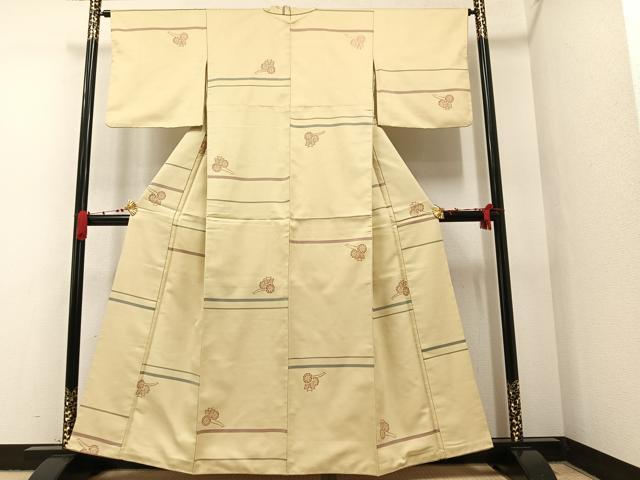 Rakuten - 平和屋着物■お召 御所車文 正絹 逸品 AAAW5462ph