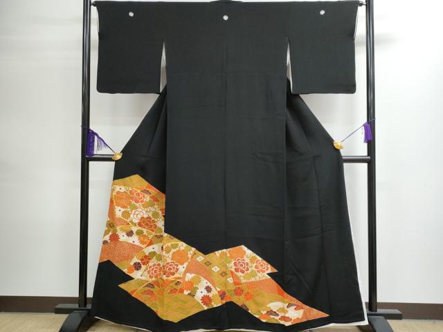 平和屋着物■豪華黒留袖 駒刺繍 地紙重ね吉祥文 金彩 正絹 逸品 CAAJ6658fb