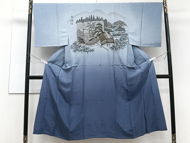 Rakuten - 平和屋着物■男性　長襦袢　袷　風景文　暈し染め　正絹　逸品　CABD2834xi
