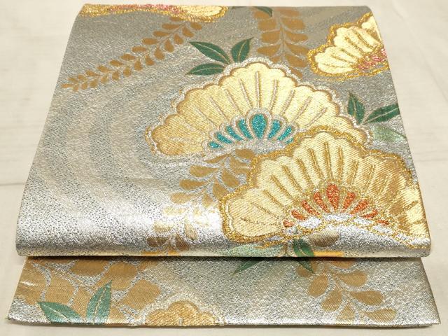 平和屋着物◎六通柄袋帯　流水松文　金銀糸　正絹　逸品　AAAO6690sx