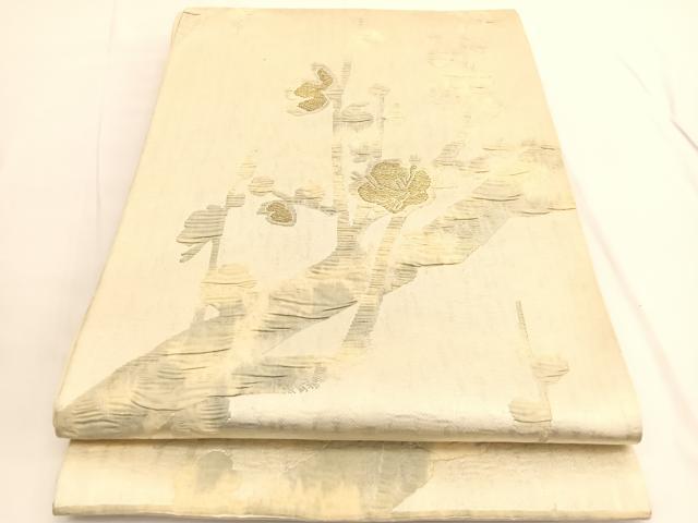 Other - 平和屋着物◎六通柄袋帯 ふくれ織 枝梅文 金糸 正絹 逸品 BAAV9887hv