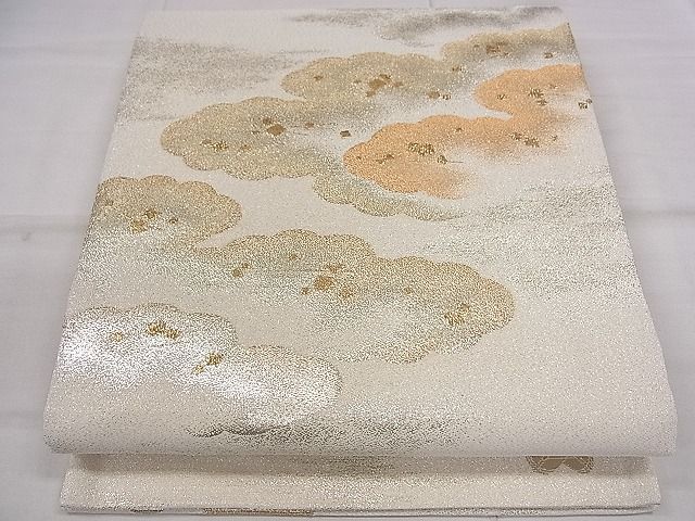 平和屋着物■太鼓柄袋帯 雲取り箔ちらし 金通し地 逸品 ze8210