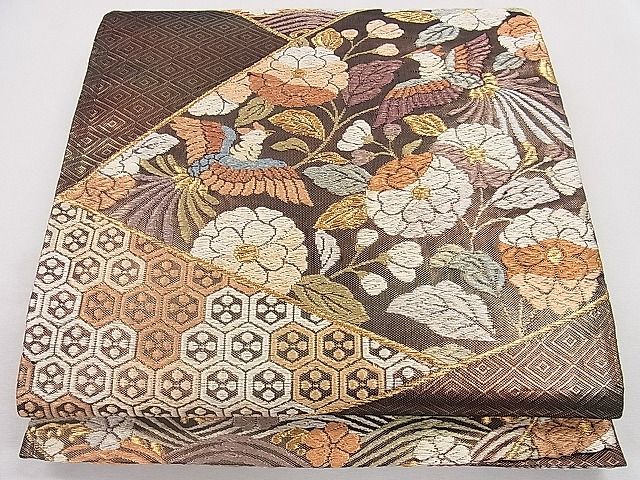 平和屋着物◎佐賀錦 六通柄袋帯 切嵌花鳥文 金糸 逸品 CAAF4353ou