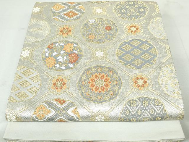 平和屋着物◎六通柄袋帯　唐織　天井花文　金銀糸　正絹　逸品　DAAX7616qa