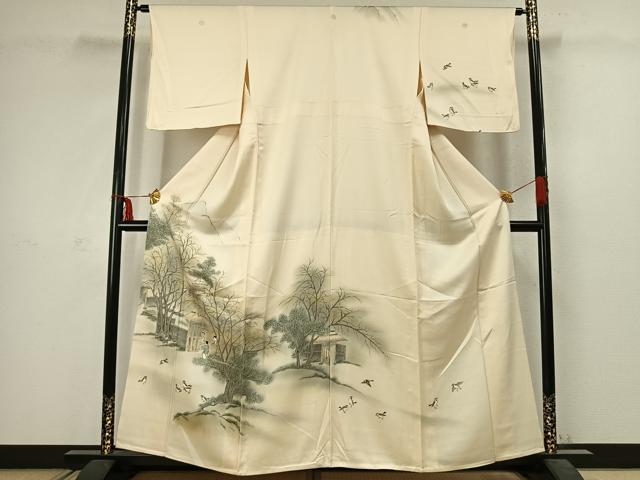 Uramono - 平和屋着物▽訪問着　単衣　手描き　人物風景文　暈し染め　正絹　逸品　AABC3886fy